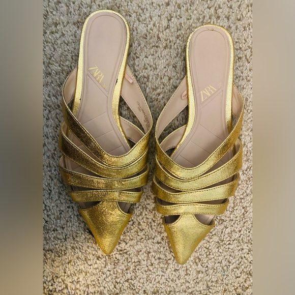 Gold Zara pointed slip on shoes - Picture 5 of 5